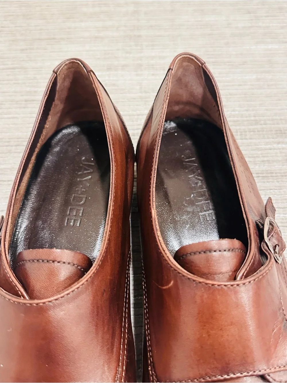 JAY+DEE Men's Brown Leather Double Monk Strap Shoes Hand Made Size EU 43 / US 10